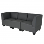 Sistema modulare Lione N71 salotto ecopelle divano 3 posti alto grigio scuro