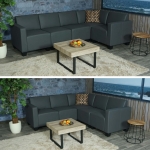 Salotto modulare componibile lounge moderno Lione N71 ecopelle combinazione 5 grigio scuro