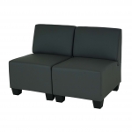 Salotto modulare componibile lounge moderno Lione N71 ecopelle divano 2 posti senza braccioli grigio scuro