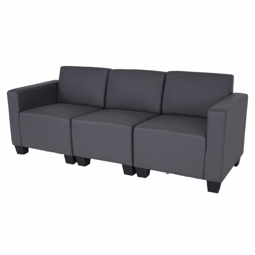 Salotto modulare componibile lounge moderno Lione N71 ecopelle divano 3 posti grigio scuro