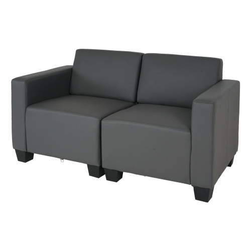 Salotto modulare componibile lounge moderno Lione N71 ecopelle divano 2 posti grigio scuro
