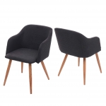 Set 2x sedie HWC-D71 design retro anni 50 metallo tessuto antracite