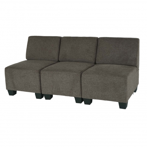 Salotto modulare componibile lounge moderno Lione N71 tessuto divano 3 posti senza braccioli marrone
