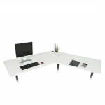 Piano tavolo angolare 120° per scrivania HWC-D40 HDF PVC ~ bianco