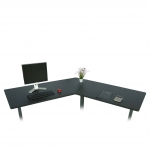 Piano tavolo angolare 120° per scrivania HWC-D40 HDF PVC ~ nero