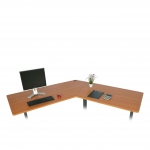 Piano tavolo angolare 120° per scrivania HWC-D40 HDF PVC ~ legno scuro