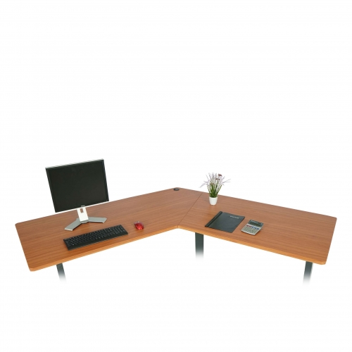 Piano tavolo angolare 120 per scrivania HWC-D40 HDF PVC ~ legno scuro