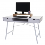 Scrivania consolle tavolino sideboard HWC-E92 legno effetto 3D 120x60cm bianco