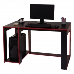 Scrivania ufficio computer HWC-J26 MDF 60x120x76cm nero e rosso