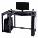 Scrivania ufficio computer HWC-J26 MDF 60x120x76cm nero e blu