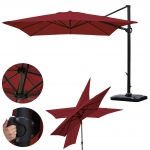Ombrellone parasole HWC-A39 girevole 3x3m con base bordeaux