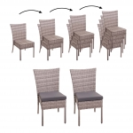 Set 2x sedie da esterno polyrattan HWC-G19 grigio cuscini grigio scuro