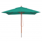Ombrellone parasole quadrato HWC-C57 legno alluminio tessuto 300g/m 3x3m verde