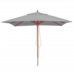Ombrellone parasole quadrato HWC-C57 legno alluminio tessuto 300g/m 3x3m grigio chiaro