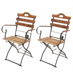 Set 2x sedie pieghevoli da esterno HWC-J40 88x55x49cm acciaio legno di acacia legno chiaro