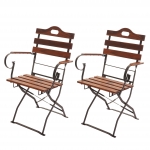 Set 2x sedie pieghevoli da esterno HWC-J40 88x55x49cm acciaio legno di acacia marrone