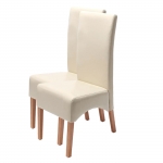 Set 2x sedie Latina pelle per sala da pranzo avorio gambe chiare