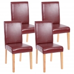 Set 4x sedie Littau ecopelle opaca soggiorno cucina sala da pranzo 43x56x90cm rosso piedi chiari