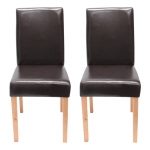 Set 2x sedie Littau pelle per sala da pranzo 43x56x90cm marrone piedi chiari