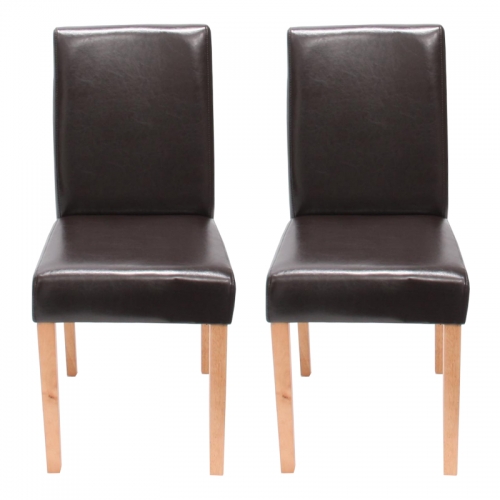 Set 2x sedie Littau pelle soggiorno cucina sala da pranzo 43x56x90cm marrone piedi chiari