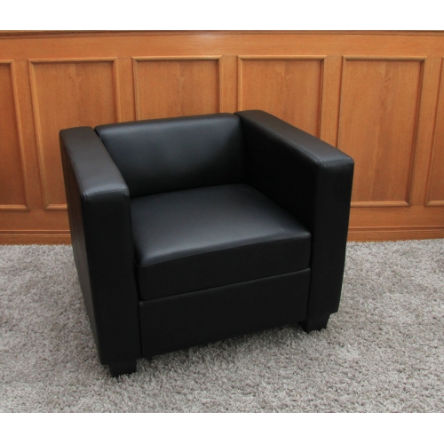 Poltrona sofa lounge moderno elegante serie Lille M65 75x86x70cm pelle nero