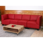 Sistema modulare Lione N71 salotto ecopelle divano 4 posti alto rosso