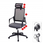 Poltrona sedia ufficio regolabile HWC-J52 ergonomica design moderno ecopelle tessuto grigio