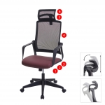Poltrona sedia ufficio regolabile HWC-J52 ergonomica design moderno ecopelle tessuto bordeaux