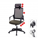 Poltrona sedia ufficio regolabile HWC-J52 ergonomica design moderno ecopelle tessuto verde oliva