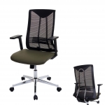 Poltrona sedia ufficio regolabile HWC-J53 ergonomica design moderno ecopelle tessuto verde oliva