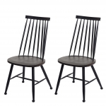 Set 2x sedie bistrot HWC-G69 legno di pino metallo verniciato legno antracite