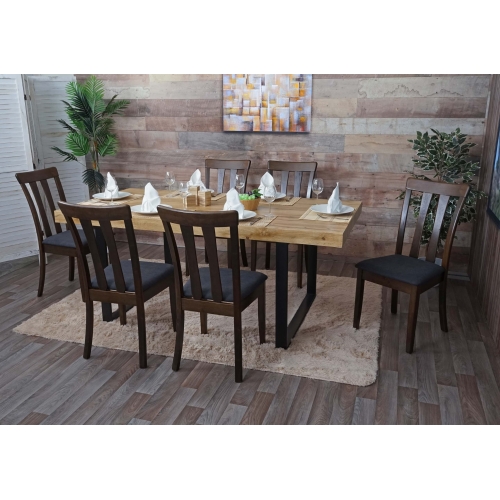 Set 6x sedie cucina sala HWC-G46 legno massello ~ struttura scura cuscino antracite