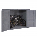 Garage armadio per 2 biciclette con serratura HWC-H63b legno 107x205x155cm grigio