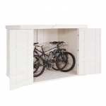 Garage armadio per 2 biciclette con serratura HWC-H63b legno 107x205x155cm bianco