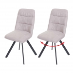 Set 2x sedie con seduta girevole HWC-J69 velluto senza braccioli avorio beige