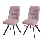 Set 2x sedie con seduta girevole HWC-J69 velluto senza braccioli rosa