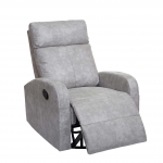 Poltrona relax reclinabile girevole dondolo HWC-A54 premium tessuto grigio chiaro