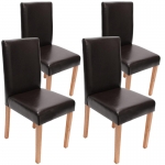 Set 4x sedie Littau pelle soggiorno cucina sala da pranzo 43x56x90cm marrone piedi chiari