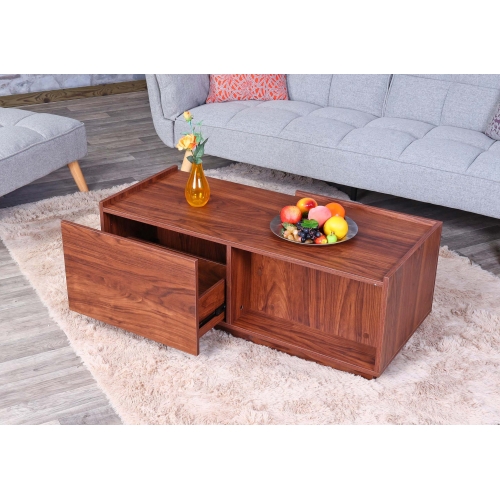 Tavolino salotto divano elegante country HWC-J78 40x110x50cm MDF legno scuro