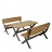 Set 2x panche con tavolo HWC-J83 giardino terrazza 149cm legno pino laccato