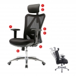 Poltrona sedia ufficio girevole ergonomica HWC-J86 tessuto regolabile senza poggiapiedi nero