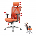 Poltrona sedia ufficio girevole ergonomica HWC-J86 tessuto regolabile senza poggiapiedi arancione