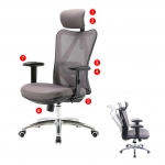 Poltrona sedia ufficio girevole ergonomica HWC-J86 tessuto regolabile senza poggiapiedi grigio