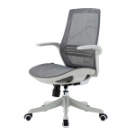 Poltrona sedia ufficio girevole ergonomica HWC-J91 regolabile tessuto traspirante grigio