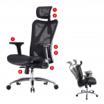 Poltrona sedia ufficio girevole ergonomica HWC-J87 tessuto regolabile nero