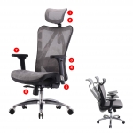 Poltrona sedia ufficio girevole ergonomica HWC-J87 tessuto regolabile nero e grigio