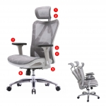 SIHOO poltrona ufficio ergonomica braccioli regolabili 150kg tessuto bianco e grigio