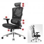 Poltrona sedia ufficio girevole ergonomica HWC-J89 regolabile seduta e schienale traspiranti nero