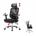 Poltrona sedia ufficio girevole ergonomica HWC-J92 regolabile tessuto traspirante nero