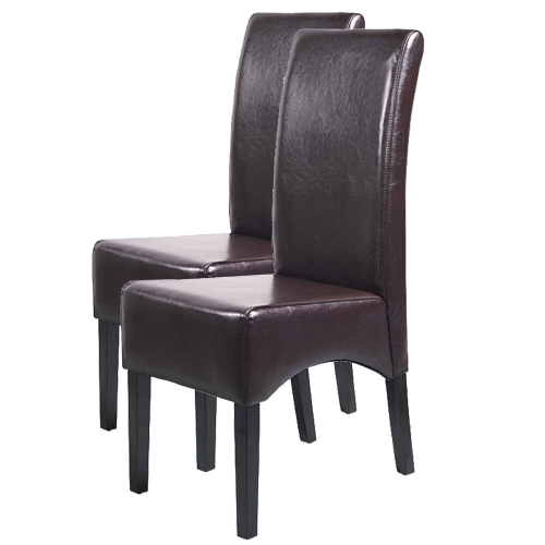 Set 2x sedie Latina pelle per sala da pranzo marrone gambe scure